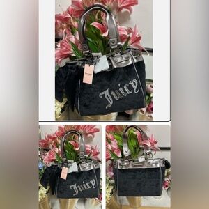 Juicy Couture Black and Silver Shoulder Bag